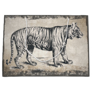 Tiger Vintage Wildlife Grunge Decorative Large Gift Bag