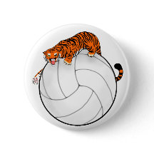 Tiger Volleyball Button Pin