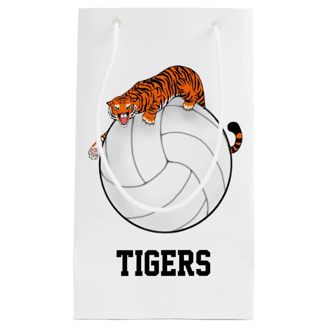 tiger volleyball gift bag, school sports mascot small gift bag (Front)