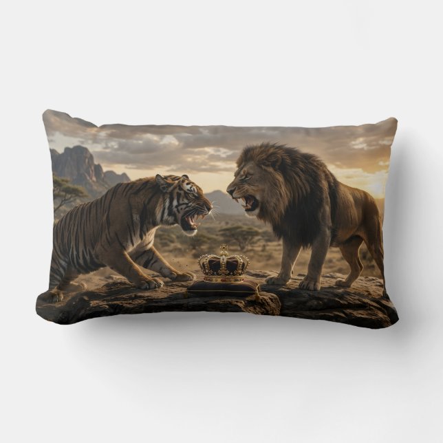 Tiger vs. Lion Lumbar Cushion (Front)