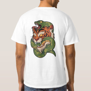 Tiger vs Snake Wild Animal Battle Artwork T-Shirt