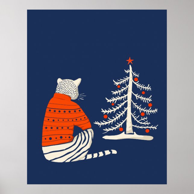 Tiger Waiting for Christmas Poster (Front)