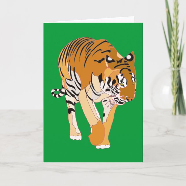Tiger Walking Digital Painting Greeting Cards (Front)