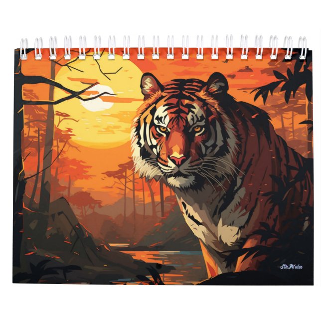 tiger wall monthly calendar 2026 (Back)