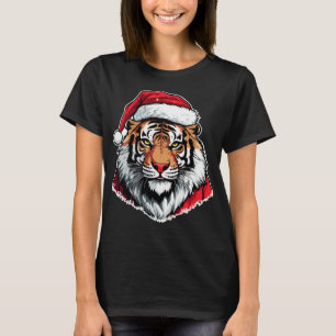 Tiger Wearing Santa Hat Tiger Lover Christmas Chri T-Shirt