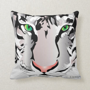 TIGER-WHITE/GREY THROW PILLOW- CUSHION