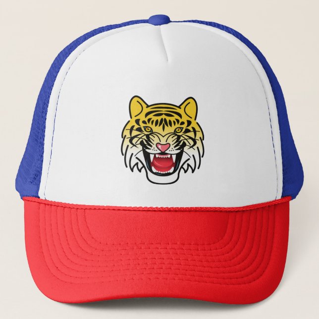 Tiger Wild Animal Head Trucker Hat (Front)