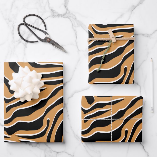 Tiger Wild Animal Print Wrapping Paper Sheet (Front)
