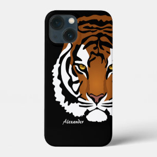 Tiger, Wild Cat on Black iPhone 13 Mini Case