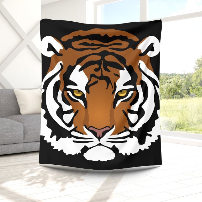 Tiger, Wild Cat on Black Fleece Blanket (Creator Uploaded)