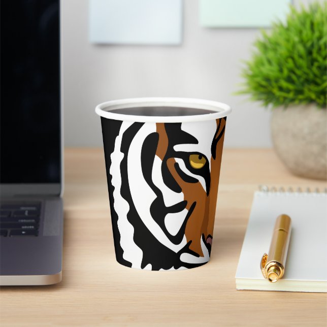 Tiger, Wild Cat on Black Paper Cups (Insitu)