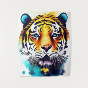 Tiger Wild Nature Animal Color Art Painting Tapestry