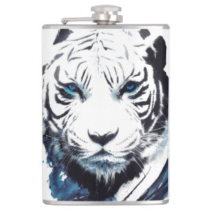 Tiger Wild Nature Free Spirit Art Brush Painting Hip Flask