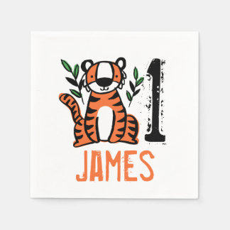 Tiger Wild One Birthday Party Napkin