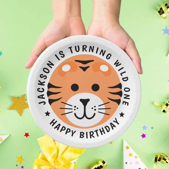 Tiger Wild One Jungle Safari Animal Kids Birthday  Paper Plate (Creator Uploaded)