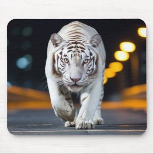 Tiger Wildlife Animal On Street Outdoors Mouse Pad