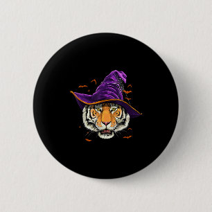 Tiger Witch Hat Funny Halloween Tiger Lover Whispe 6 Cm Round Badge