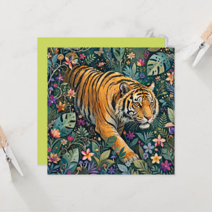 Tiger with Amber Eyes Fantasy Jungle Foliage