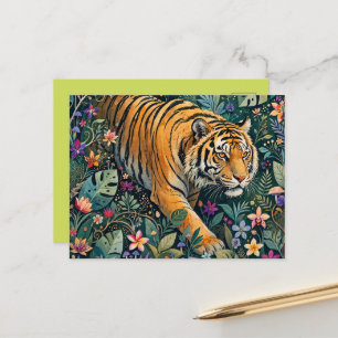 Tiger with Amber Eyes Fantasy Jungle Foliage Postcard
