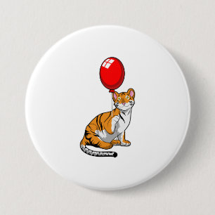 Tiger with Balloon 7.5 Cm Round Badge