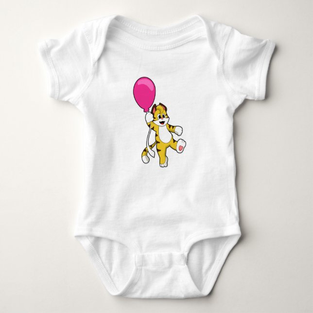 Tiger with Balloon Baby Bodysuit (Front)