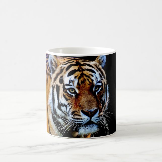 Tiger With Black Background Coffee Mug (Center)