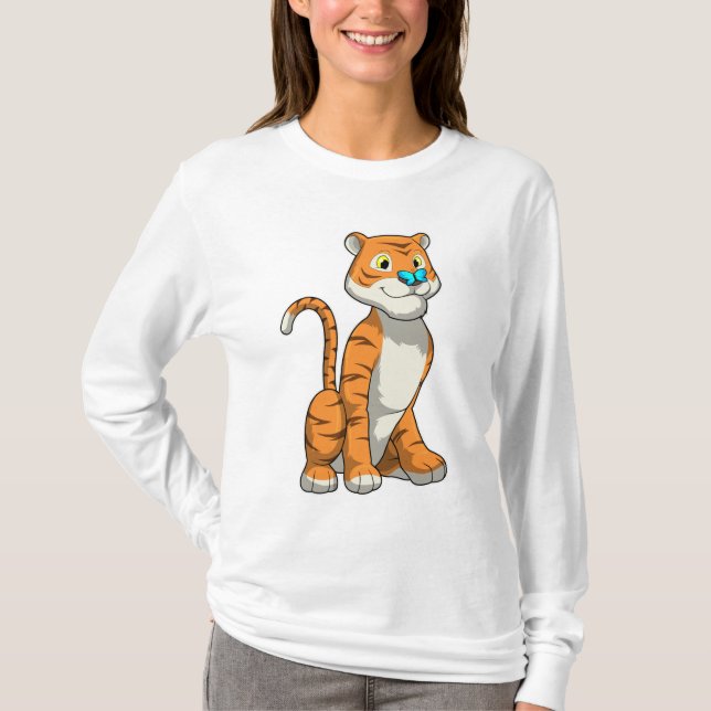 Tiger with Butterfly T-Shirt (Front)
