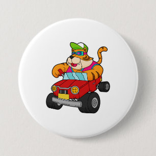 Tiger with Car 7.5 Cm Round Badge