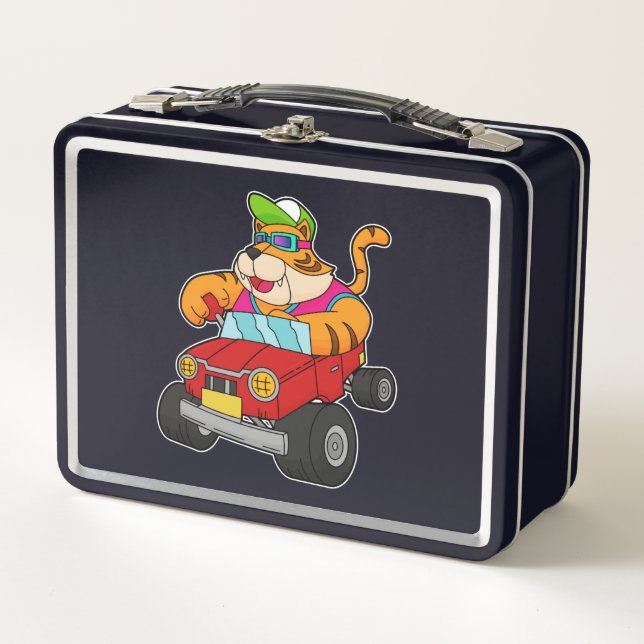 Tiger with Car Metal Lunch Box (Front)