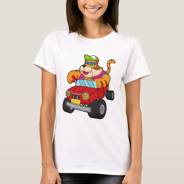 Tiger with Car T-Shirt (Front)