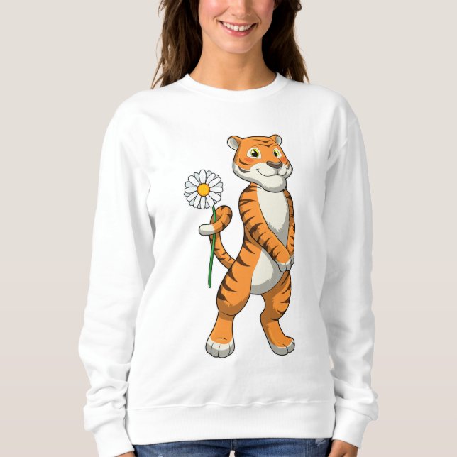 Tiger with Daisy Flower Sweatshirt (Front)