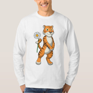 Tiger with Daisy Flower T-Shirt