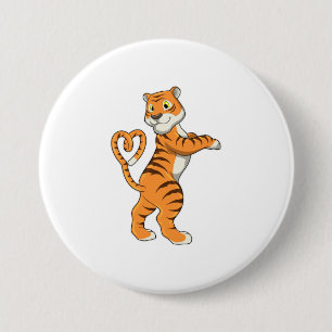 Tiger with Heart 7.5 Cm Round Badge