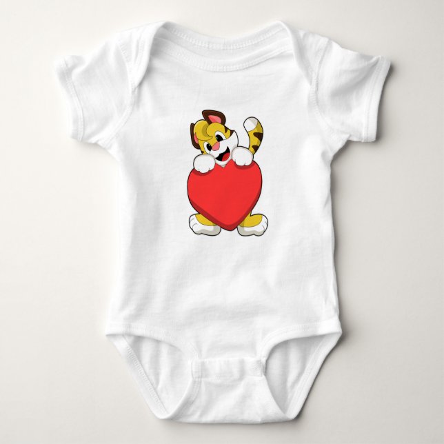 Tiger with Heart Baby Bodysuit (Front)