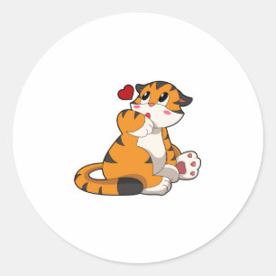 Tiger with Heart Classic Round Sticker