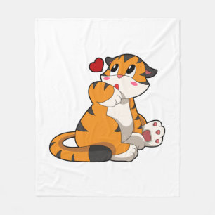 Tiger with Heart Fleece Blanket