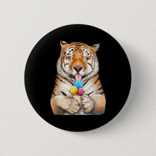 Tiger With Ice Cream 6 Cm Round Badge