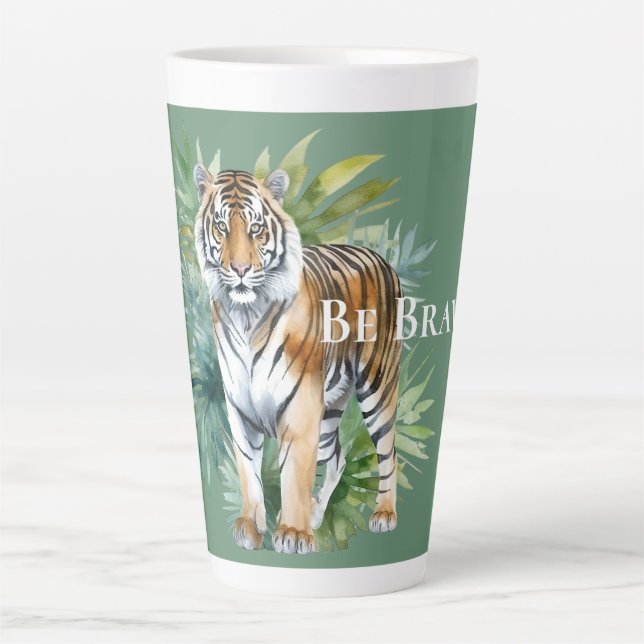 Tiger with Leaves Latte Mug (Front)
