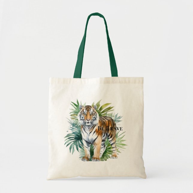 Tiger with Leaves Tote Bag (Front)