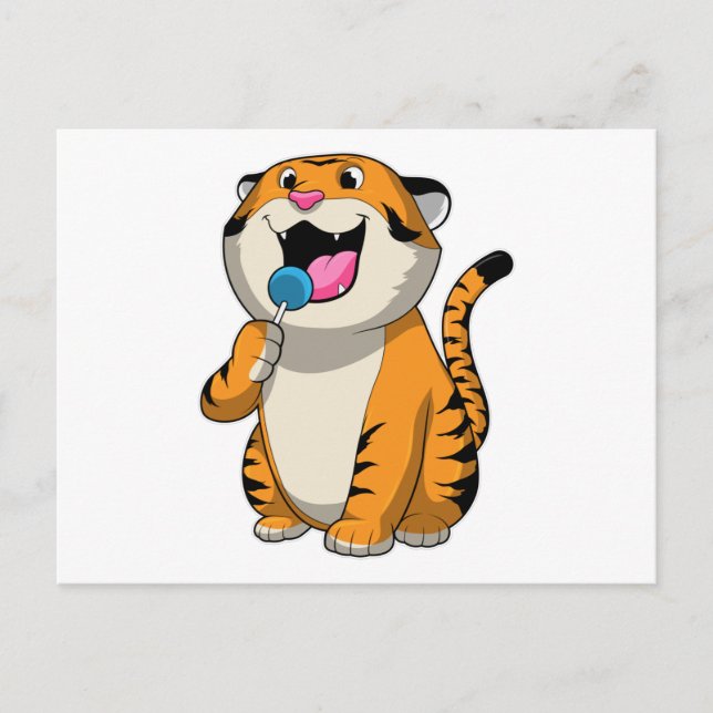 Tiger with Lollipop Postcard (Front)