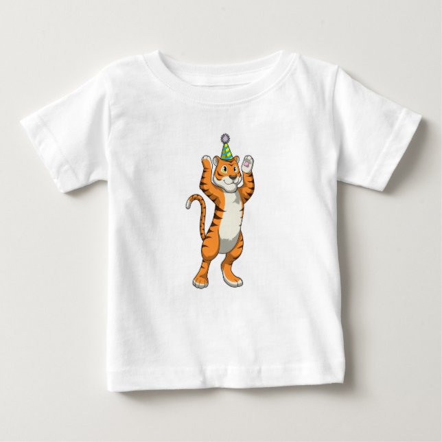 Tiger with Party hat Party Baby T-Shirt (Front)