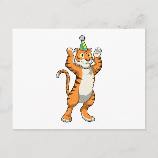 Tiger with Party hat Party Postcard (Front)