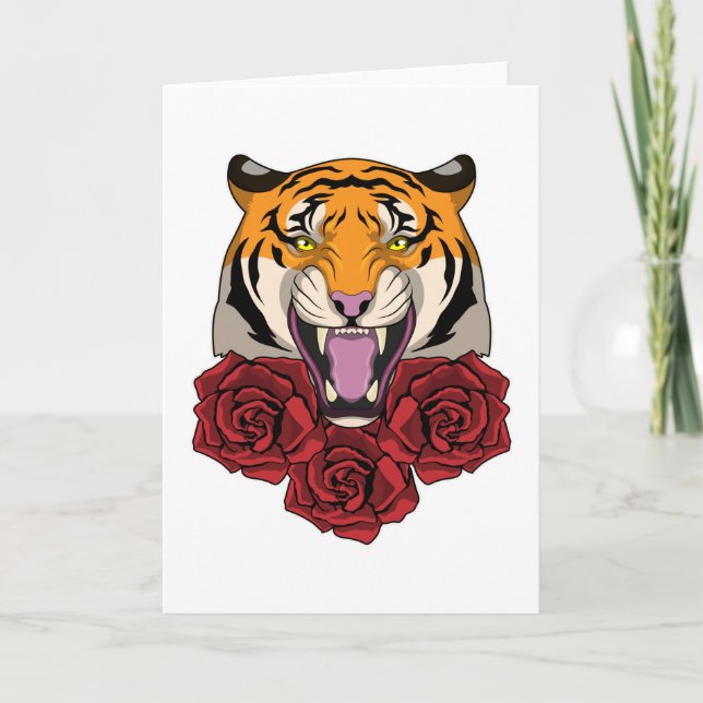 Tiger with Roses Card (Front)