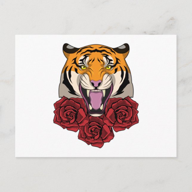 Tiger with Roses Postcard (Front)