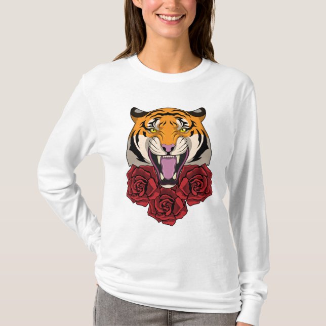 Tiger with Roses T-Shirt (Front)