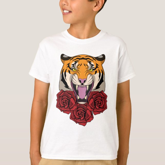 Tiger with Roses T-Shirt (Front)