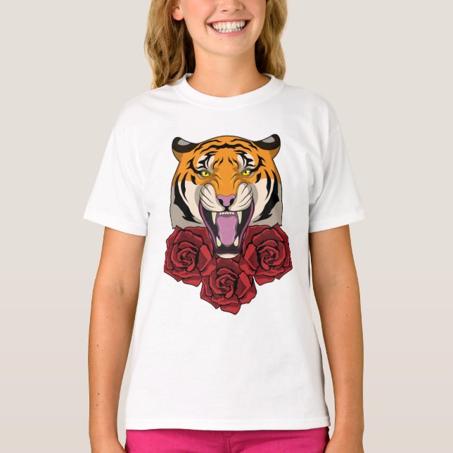 Tiger with Roses T-Shirt (Front)