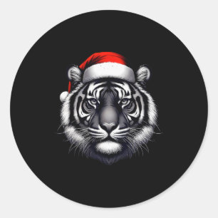Tiger With Santa Hat Christmas Xmas Lover Zoo Keep Classic Round Sticker