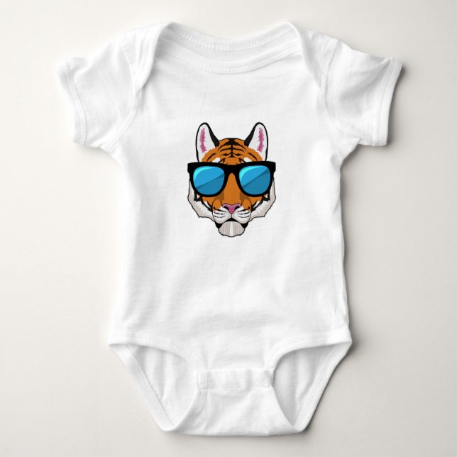Tiger with Sunglasses Baby Bodysuit (Front)