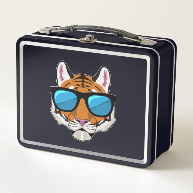 Tiger with Sunglasses Metal Lunch Box (Front)